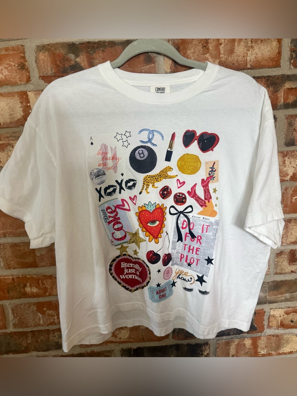 Comfort Colors White Graphic Crop Tee with Multi Accents